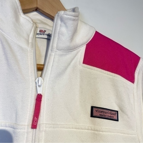 Vineyard Vines White Sweatshirt Pink Accents Small Quarter Zip - Picture 4 of 11